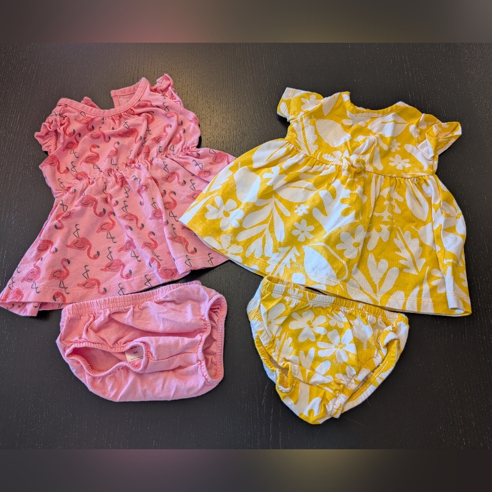 3 For $12 Carter's Pink and Yellow Diaper Cover Set